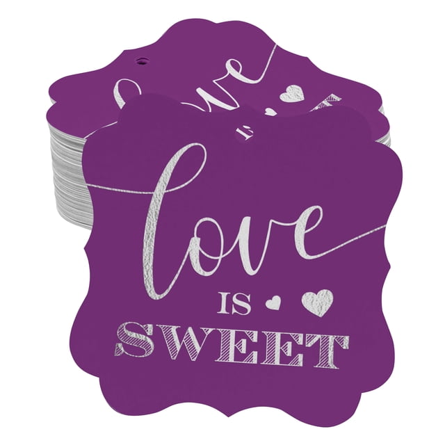Inkdotpot Pack Of 100 Real Silver Foil Bracket Shape Paper Tags Love Is Sweet Wedding Favor Hang Tags