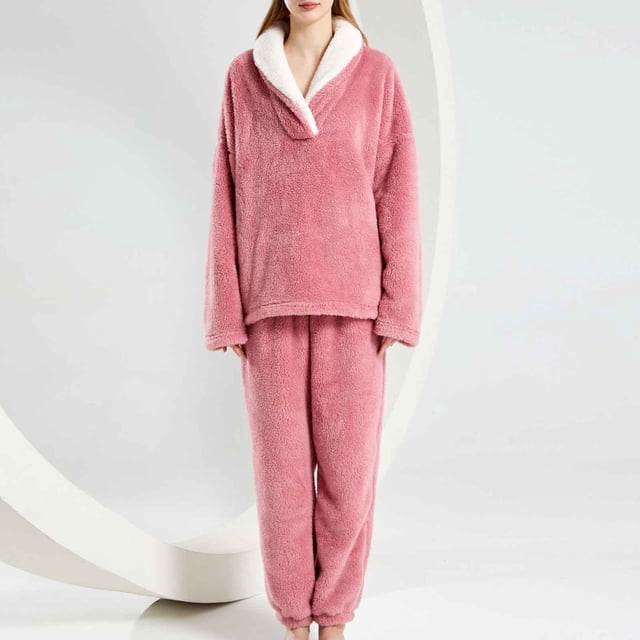 Cadeau TIMIFIS Roses Femmes Ensembles de Pyjama en Molleton Hauts à Manches Longues et Pantalons Ensembles de PJs Joggers Tenue d'Intérieur en Peluche Vêtements de Nuit Printemps/été