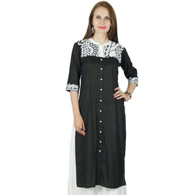 Bimba Kurta Kurti en Rayonne pour Femmes Manches 3/4 Tunique Formelle - Vêtement à Surpiqûres Personnalisées