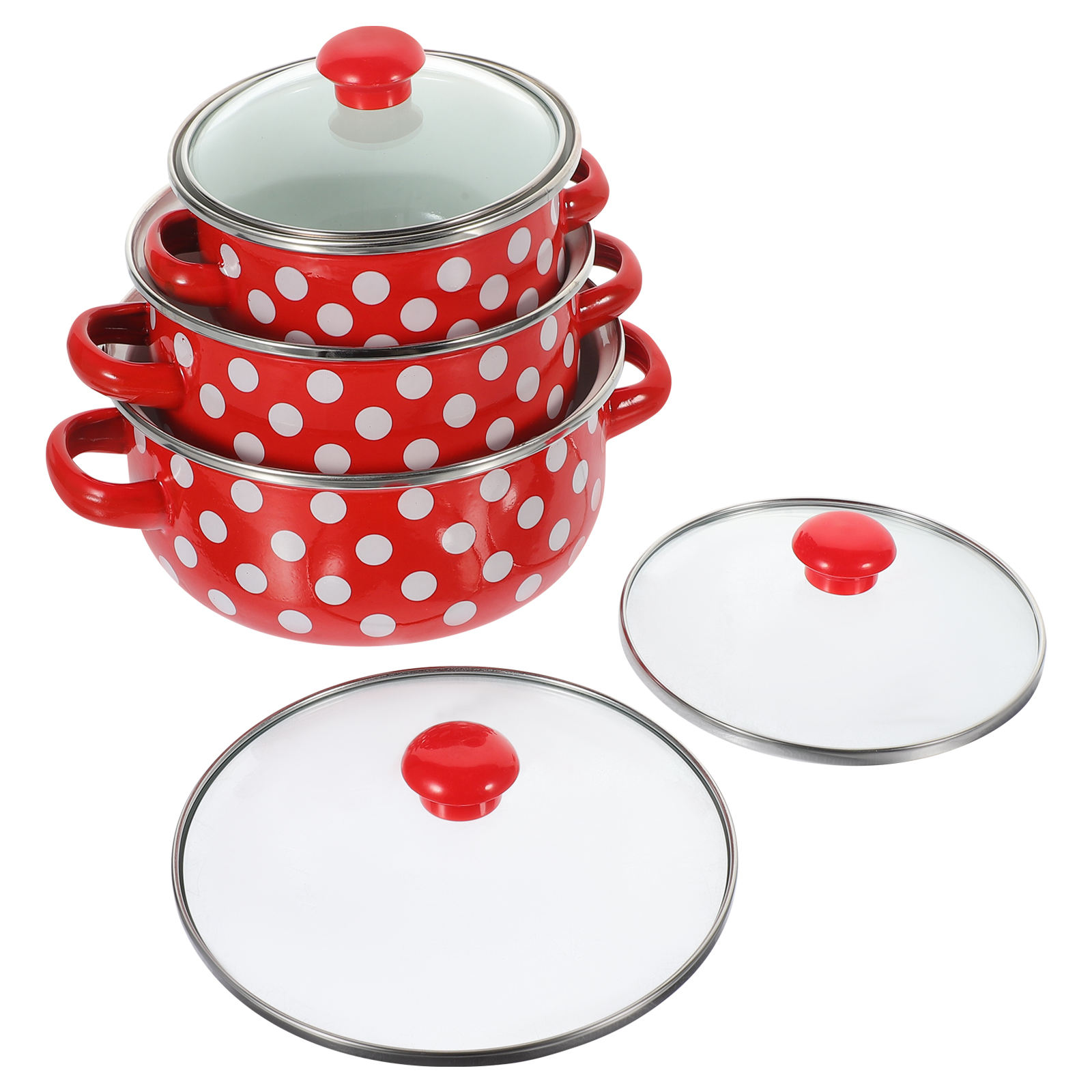 OULII 3Pack Enamel Pots and Pans for Cooking and Stewing in Home Kitchen