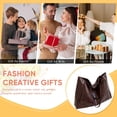 thumbnail image 4 of Trendy Ladies' Tote Bag Large Capacity Soft Leather Shoulder Bag Handcarry Bucket Purse, 4 of 5