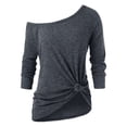 thumbnail image 1 of XDZJLR Womens T Shirts Ladies Plus Size Long Sleeve Lace Two Piece Blouse Pullover Solid Soft Warm Tees, 1 of 4