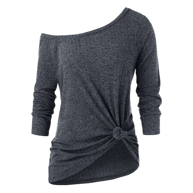 XDZJLR Womens T Shirts Ladies Plus Size Long Sleeve Lace Two Piece Blouse Pullover Solid Soft Warm Tees