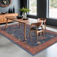 thumbnail image 3 of Hazo Haus Dark Blue & Terracotta 5x8 Living Room Rug - Machine Washable Area Rugs for Bedroom, Dining Room, Kitchen Floor, Small Office, Low Pile Non-Slip Rubber Backing & Stain Resistance, 3 of 8