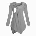 thumbnail image 2 of Long Sleeve Blouse Pregnancy Nursing Top, Maternity Ribbed Long Sleeve with Side Drawstring, Round Neck Blouse Long Sleeve Tops, 2 of 5