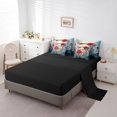 thumbnail image 3 of Ensemble de Literie 7 Pcs Coquelicot Rouge Format Double, Jardin Rustique Fleurs Rouges Libellule Lit Tout-en-un pour Jeunes, Ensemble de Couette Patchwork Style Vitrail Artistique avec Draps, Housses d'Oreiller, 3 of 5