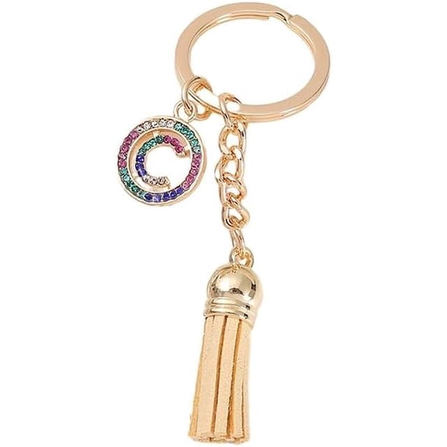 26 Letters A-Z Decorative Alphabet Initial Charm Keychain for Women Girls Men Teenager Gift