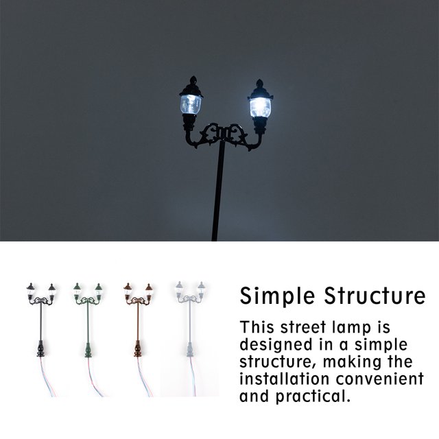 Baohd Mini Paysage Lampadaire Prop Simulation Lampes Modèles Bricolage Miniature Lampe Scène Décoration Éclairage Orner Raccords Vert/blanc
