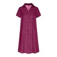 thumbnail image 4 of LOVZFMLL Robe à Pois pour Femme, Nouvelle Collection Printemps/été, Col à Manches Courtes, Longueur Genou, Rose Vif, G, 4 of 5