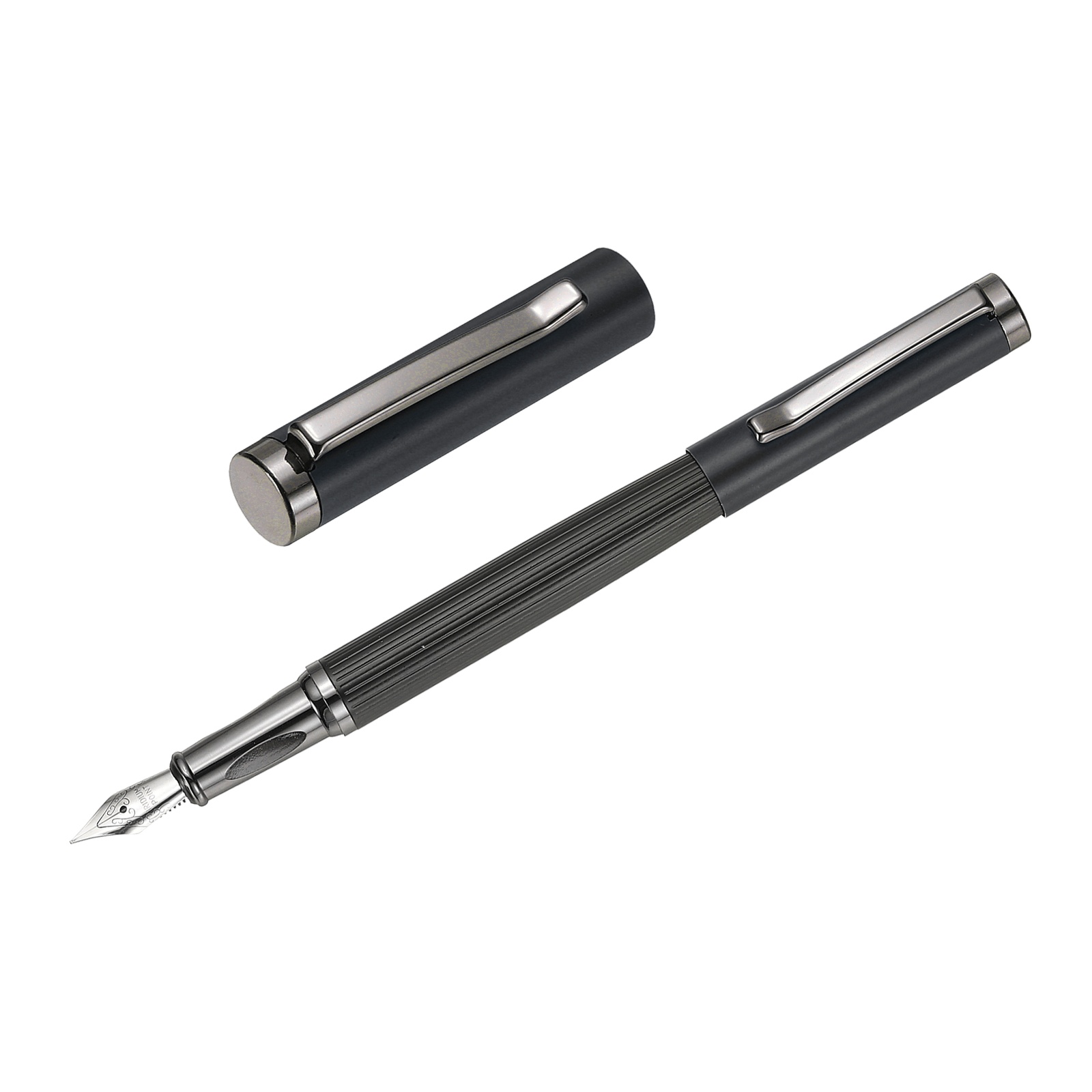 Uxcell Fountain Pen Medium Nib, Metal Fountain Pen Barrel Handcrafted Pen for Professional Office Journaling Gifts, Black