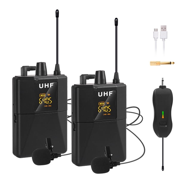 Yeacher Système de Microphone Cravate Sans Fil Micro à Revers Réduction du Bruit avec Émetteur et Mini Récepteur Rechargeable Compatible avec Appareil Photo Reflex Numérique Téléphone Intelligent Haut-Parleur PA pour Entrevue Enregistrement Vidéo