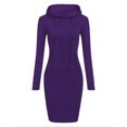 thumbnail image 1 of Bellella Robe à Capuche pour Femmes, Pull à Capuche avec Cordon, Robe Sweat-Shirt Unie Moulante à Manches Longues pour L'Hiver, Violet L, 1 of 2