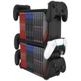 thumbnail image 3 of Games Stand For PS5, PS4, XBOX Series X, XBOX One, Switch, Blu Ray Movie Discs - With 4 Controller Holder - Up To 15 Disc Rack - Universal Gaming Organizer For Playstation And Others, 3 of 3