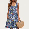 thumbnail image 5 of Ovzne Robes d'Été pour Femmes Robe pour Femme Robe Décontractée pour Femme Dégradé Sans Manches Col Ras du Cou Robe à Imprimé Robe pour Femmes Imprimée Liquidation, 5 of 5