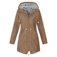 thumbnail image 2 of Kcodviy Women Solid Rain Jacket Mock Fleece Outdoor Plus Size Waterproof Lady Zip Fleece Jacket Hooded Windproof Loose Coat, 2 of 2