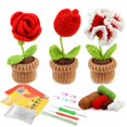 thumbnail image 1 of Crochet Kit for Beginners, Crochet Potted Flowers Kit (Red), Complete Crochet Kit for Beginners Adults, 1 of 7