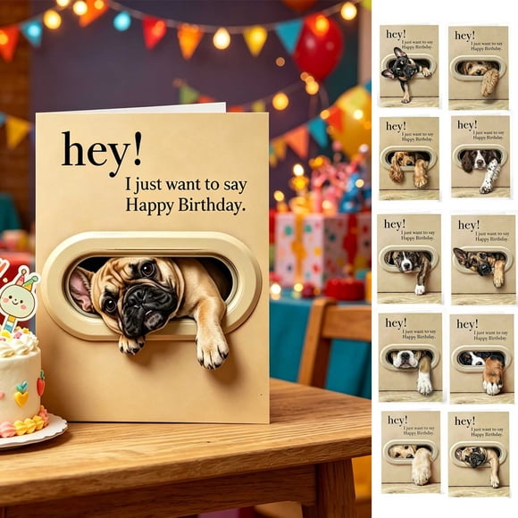 EGNMCR Home Decor, Room Decor, Wall Decor Funny Dog Birthday Card A chopper