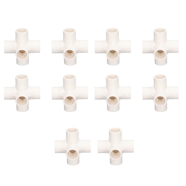 Furniture Pipe Connector, 5 Way 90° Elbow PVC Pipe Fitting 10 Pcs With High Gloss Finish For Cat Fence White