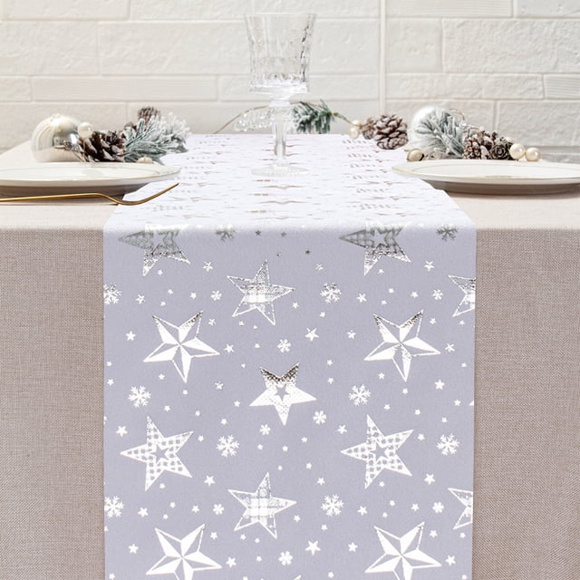TopLLC Décorations de Noël, Ornements de Noël, Cadeaux de Noël Chemin de Table Étoile de Noël Tissu Velours Chaud Polyester Drapeau de Table Année Imprimé Noël Fête Rassemblement Drapeau de Table Housses de tables
