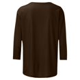 thumbnail image 4 of CHUANK T-Shirt Ajusté à Col Rond Mignon pour Femmes, Décontracté, Mi-Long, Manches 3/4, Blouse Extensible, Basique, Uni, Hauts, 4 of 5