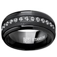 thumbnail image 3 of Bague Alliance Éternité pour Homme en Titane Noir avec Zircone Cubique Ronde Transparente 9 mm, 3 of 4