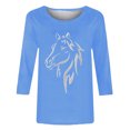 thumbnail image 3 of Baikeli Hauts d'Été Pas Chers pour Femmes Hauts à Manches 3/4 pour Femmes Blouses Décontractées à Imprimé Animalier T-Shirts d'Été Unis à Enfiler Amples à Col Rond Blouses d'Été pour Femmes 2024, 3 of 4