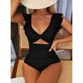 thumbnail image 1 of Charmo Ruffled One Piece Swimsuit for Women High Cut Bathing Suits Backless Monokini Swimwear, 1 of 5