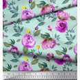 thumbnail image 2 of Soimoi Green Cotton Cambric Fabric Leaves & Ranunculus Floral Print Fabric by the Yard 56 Inch Wide, 2 of 3