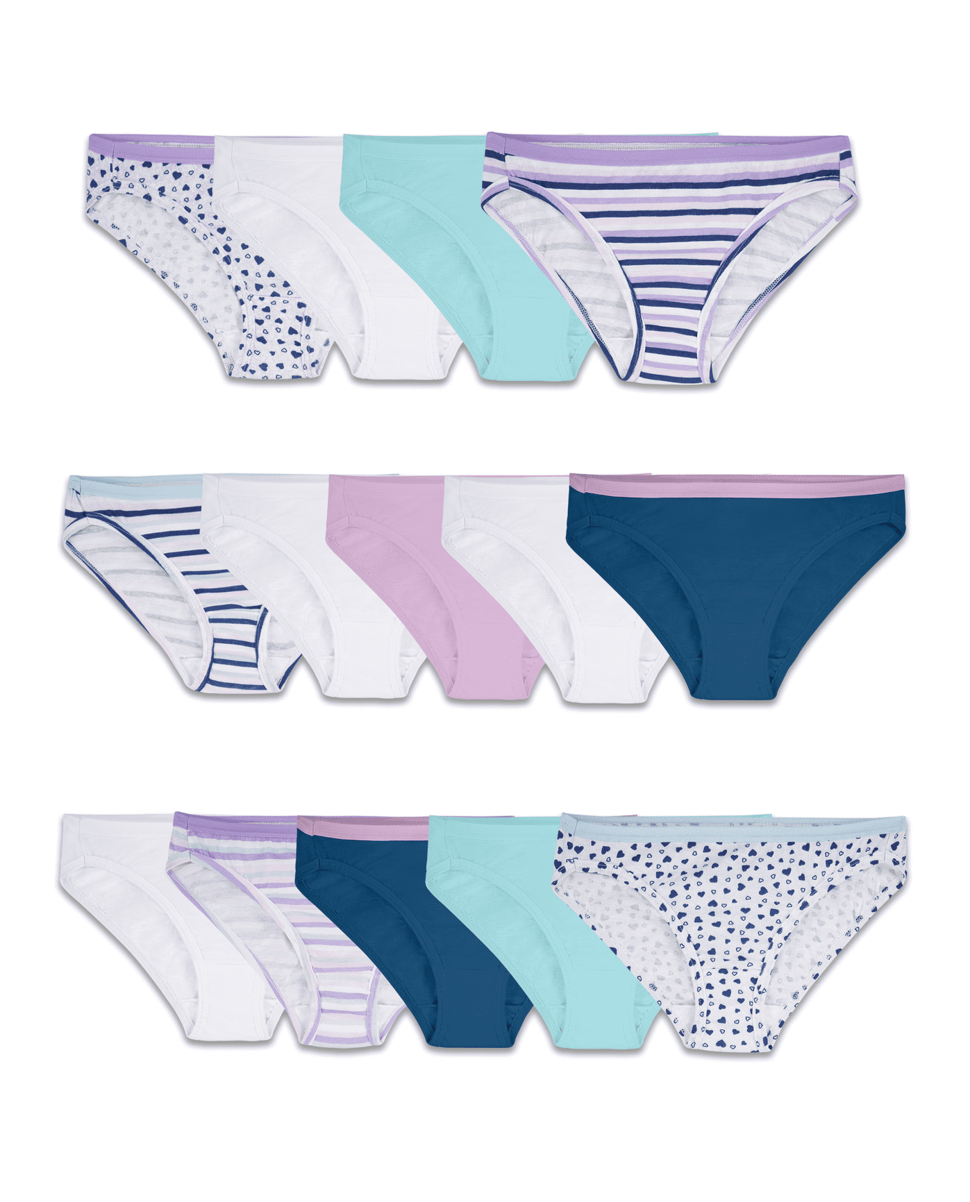 Fruit Of The Loom Girls 14 Pack Assorted Cotton Bikini, 4, Assorted
