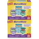 Glad GladWare MatchWare Food Storage Containers with Lids, Reusable Plastic Containers Variety Pack for Lunch, Meal Prep, and Lef