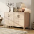 thumbnail image 2 of Armoire de Rangement Style Ferme à 4 Portes, Buffet Console Rustique en Bois Naturel avec Charnières à Fermeture en Douceur, Meuble d'Entrée, Fini Naturel, 2 of 9