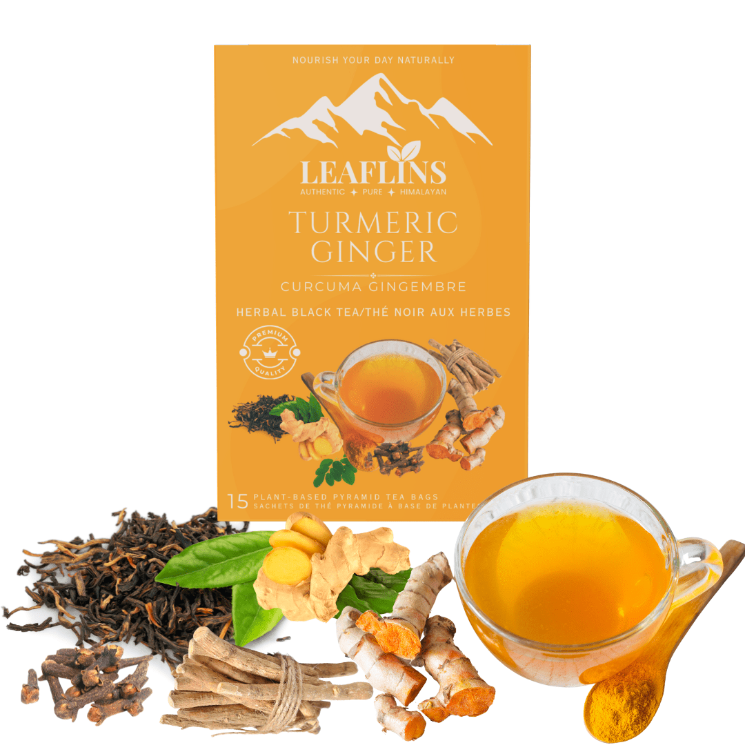 LEAFLINS TURMERIC GINGER BLACK TEA BAGS (PACK OF 2)