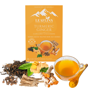 Leaflins Turmeric Ginger Sacs à thé noir (paquet de 2)