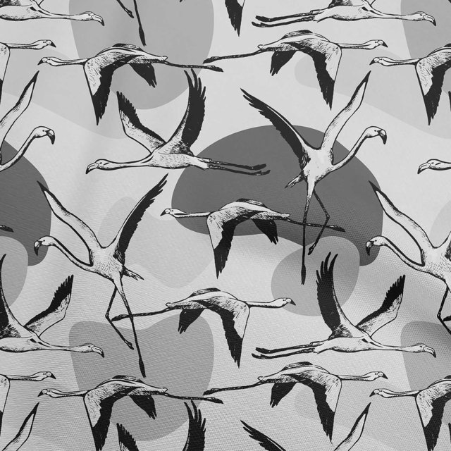 oneOone Georgette Viscose Light Gray Fabric Flamingo Craft Projects Decor Fabric Printed By The Yard 42 Inch Wide