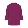 thumbnail image 5 of VKOYWKM 3/4 Length Sleeve Womens Tops Trendy Eyelet Embroidery Tees Button Down V Neck Pullover Tops Solid Color Ruffle Bell Sleeve Tunic Blouses, 5 of 5