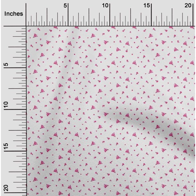oneOone Polyester Lycra Fabric Blue & Peach Flower Floral Printed Craft Fabric BTY 56 Inch Wide