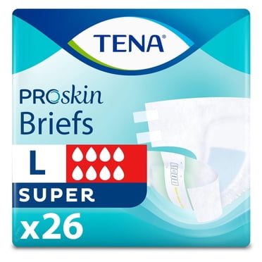TENA ProSkin Incontinence Briefs for Men and Women, Unisex Adult Diapers, Super Absorbency, Large, 26 Count