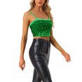 thumbnail image 4 of INSPIRE CHIC Camisole Courte en Velours à Paillettes à Bretelles Spaghetti pour Femme, Boîte de Nuit Fête, Vert m, 4 of 5