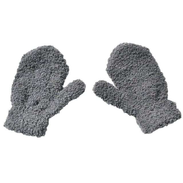 Children Kid Autumn Winter Warm Mittens Solid Color Full Finger Plush Gloves