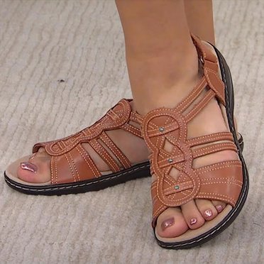 zanvin Sandals, Summer Sandals Women Ladies Fashion Slope Heel Sandals Comfortable Round Toe Buckle Causal Sandals Shoes Womens Sandals