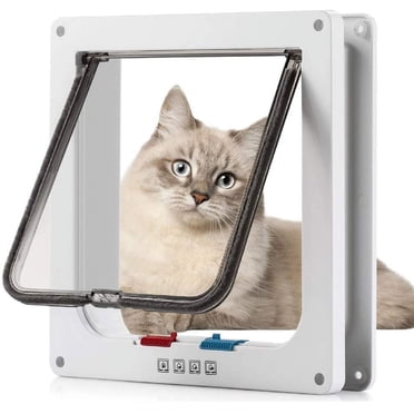 Rabat pour Chat Rabat pour Chien 4 Directions Magnétique Attrape-Chat Grand Chien Rabat pour Chat 23.5*25*5.4cm Porte pour Chien Porte pour Chat Rabat pour Animal Facile à Installer avec Cadre Télescopique