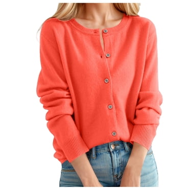 Cardigan pour Femme Chandail Classique Col Rond Col à Boutons Tricot devant Ouvert Cardigan pour Femme P