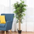thumbnail image 3 of Costway 5' Artificial Bamboo Silk Tree Green Indoor-Outdoor Home Decor Planter, 3 of 10