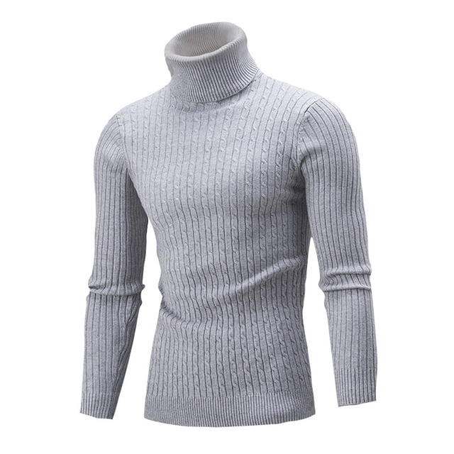 Penkiiy Sweaters for Men Men's Winter Casual Long Sleeve Solid Color Pullover Sweaters Tops Gray Sweaters