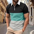 thumbnail image 1 of Chemises pour Hommes, Mode Homme Décontractée Couleur Unie Fermeture Éclair Manches Courtes Col Rabattu Blouse, 1 of 6