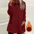 thumbnail image 2 of bbymog Mode Blouse Décontractée pour Femmes à Manches Longues à Col Rabattu Chandail Ample pour Dames Hauts Blouse Bourgogne P, 2 of 6