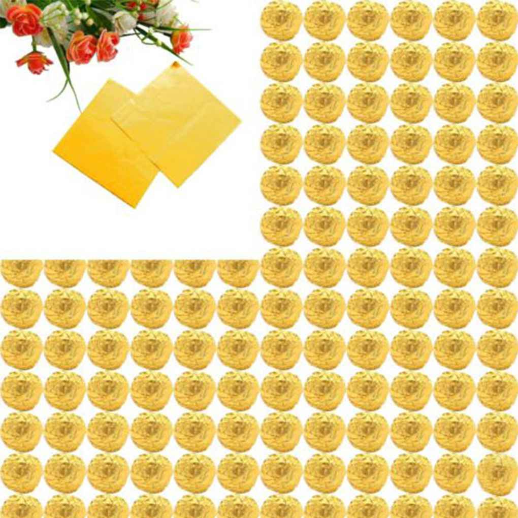 Ruiboury Chocolate Candy Package Paper Aluminum foil Wrapper for Wedding 7Colors Gold