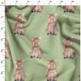thumbnail image 3 of Soimoi Green Modal Satin Fabric Pig Animal Printed Fabric 1 Yard 42 Inch Wide, 3 of 5