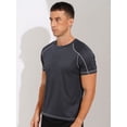 thumbnail image 3 of Raenseen Men's Rash Guard Swim Shirts Short Sleeve UPF 50+ Swimming Top Gym Workout Muscle Tee Tops Dark Grey 4XL, 3 of 7