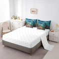 thumbnail image 4 of YST 7 Pcs Natural Landscape Comforter Set Happy Camping Sheet Set with Comforter Full 3D Beach Shell Starfish Bedding Sets Summer Vacation theme Bed In A Bag, 4 of 5